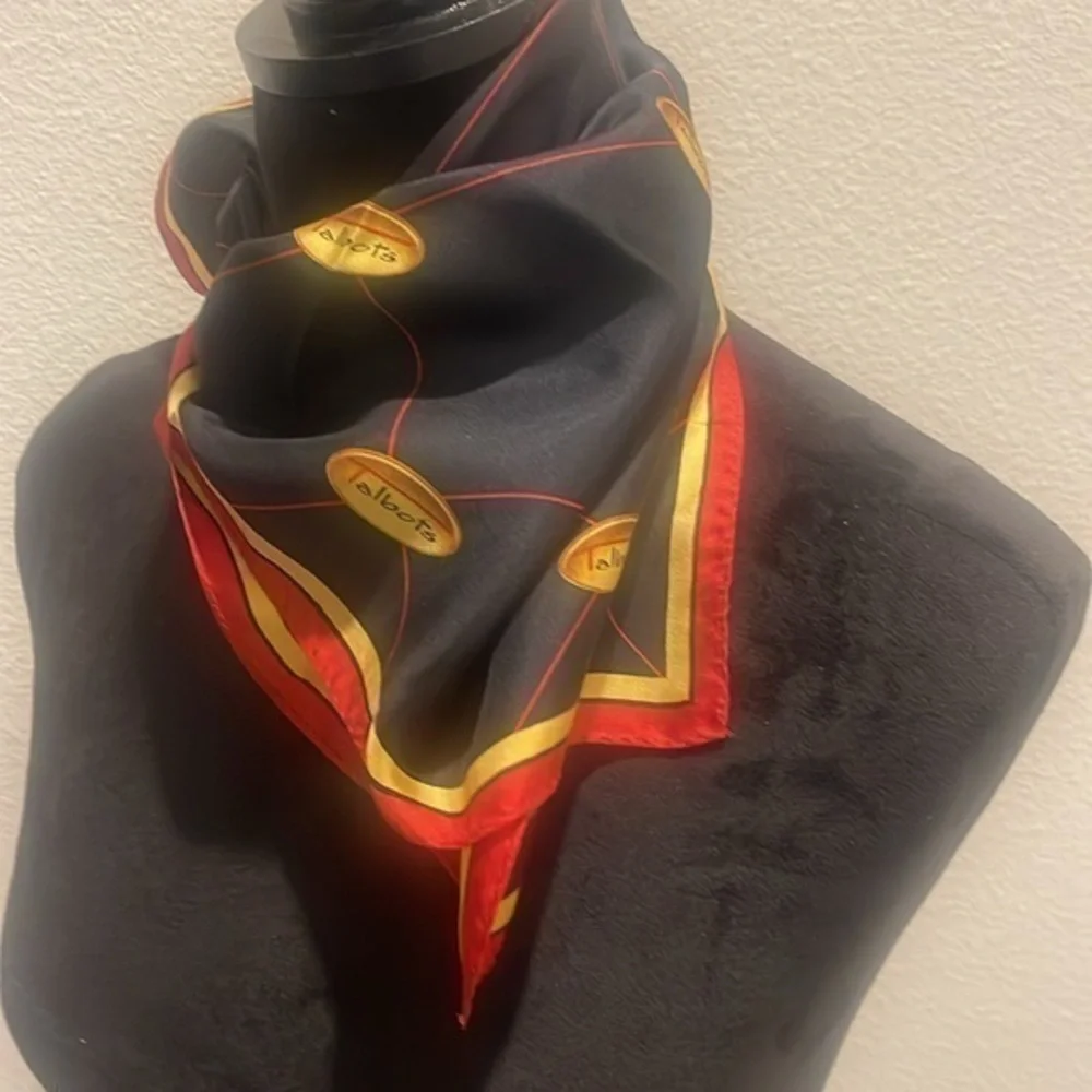 Talbots mini scarf 20”x 20” logo black